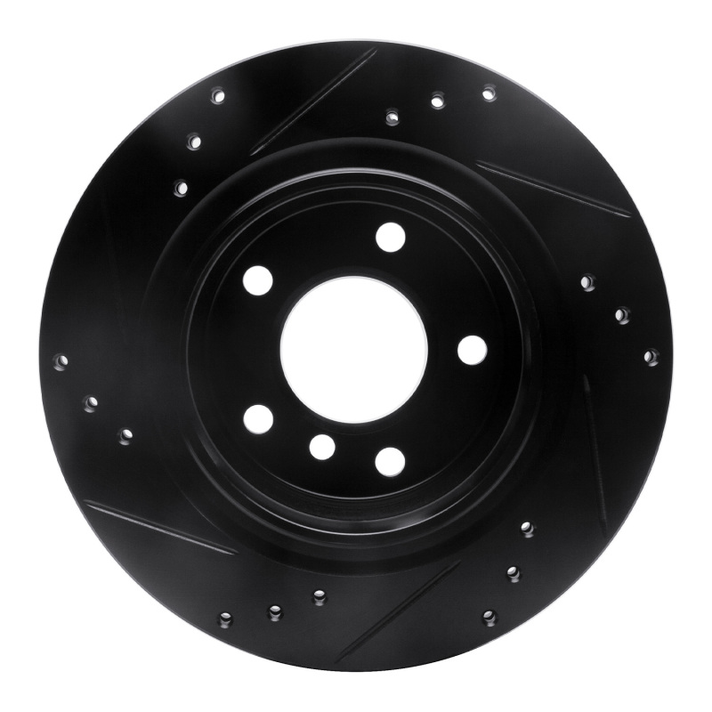 BMW Z4 Brake Rotor (1) - Rear Right - R1 Concepts - Drilled & Slotted - Black - `03-`08